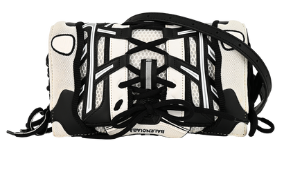 Balenciaga SneakerHead Phone Holder Bag, &pound;375, Accessories, Black/White, Leather, Front view